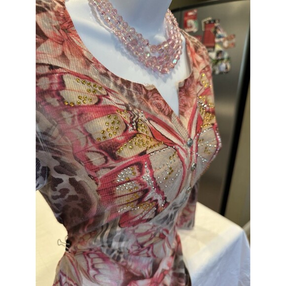Y2k Whimsical fairy STYLE & CO Butterfly Embellished Fairycore Top Ribbed PM - Picture 9 of 16